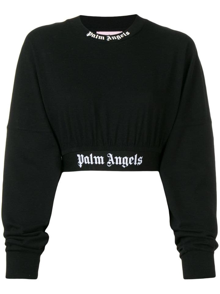 Palm Angels Long-sleeve Cropped Sweatshirt - Black