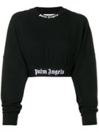 Palm Angels Long-sleeve Cropped Sweatshirt - Black