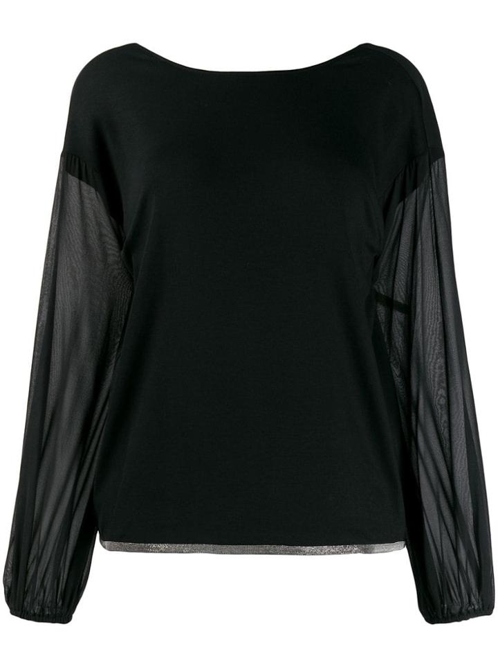 Fabiana Filippi Sheer Sleeve Knitted Top - Black