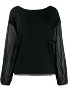 Fabiana Filippi Sheer Sleeve Knitted Top - Black