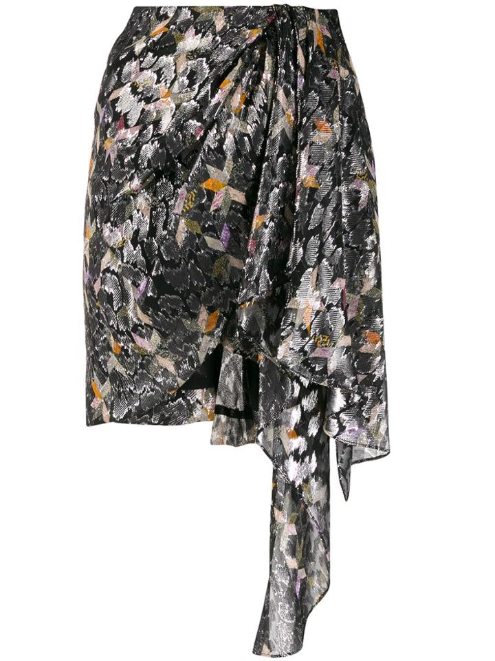 Isabel Marant Wrap-style Printed Mini Skirt - Black