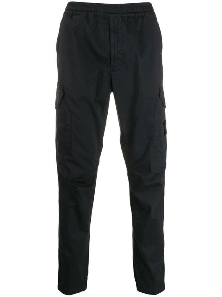 Stone Island Casual Trousers With Logo Patch - Blue