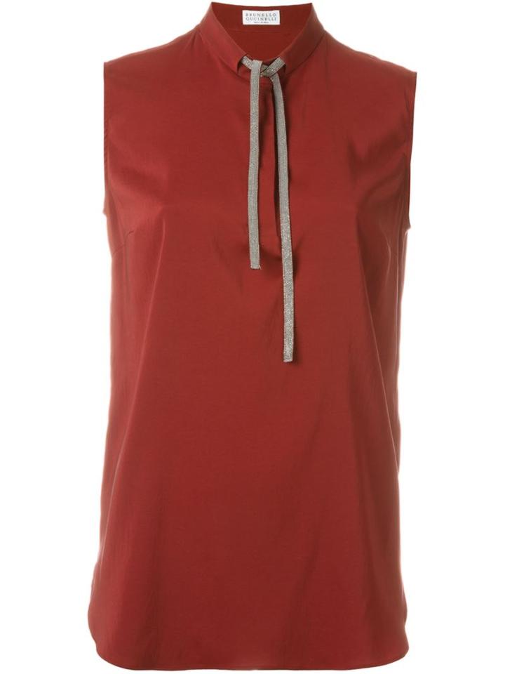 Brunello Cucinelli Metallic Tie Top, Women's, Size: Xs, Red, Silk/spandex/elastane/brass