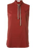 Brunello Cucinelli Metallic Tie Top, Women's, Size: Xs, Red, Silk/spandex/elastane/brass