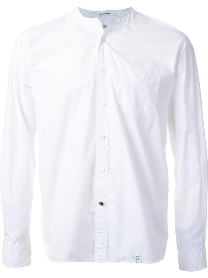 Bedwin & The Heartbreakers Collarless Button Down Shirt, Men's, Size: 2, White, Cotton