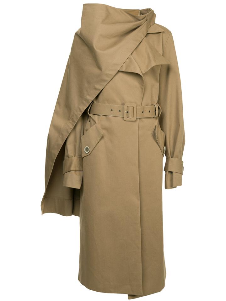 Liya Oversized Scarf Trench Coat - Brown