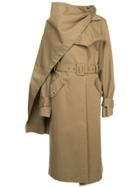 Liya Oversized Scarf Trench Coat - Brown