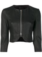 Drome Cropped Leather Jacket - Black
