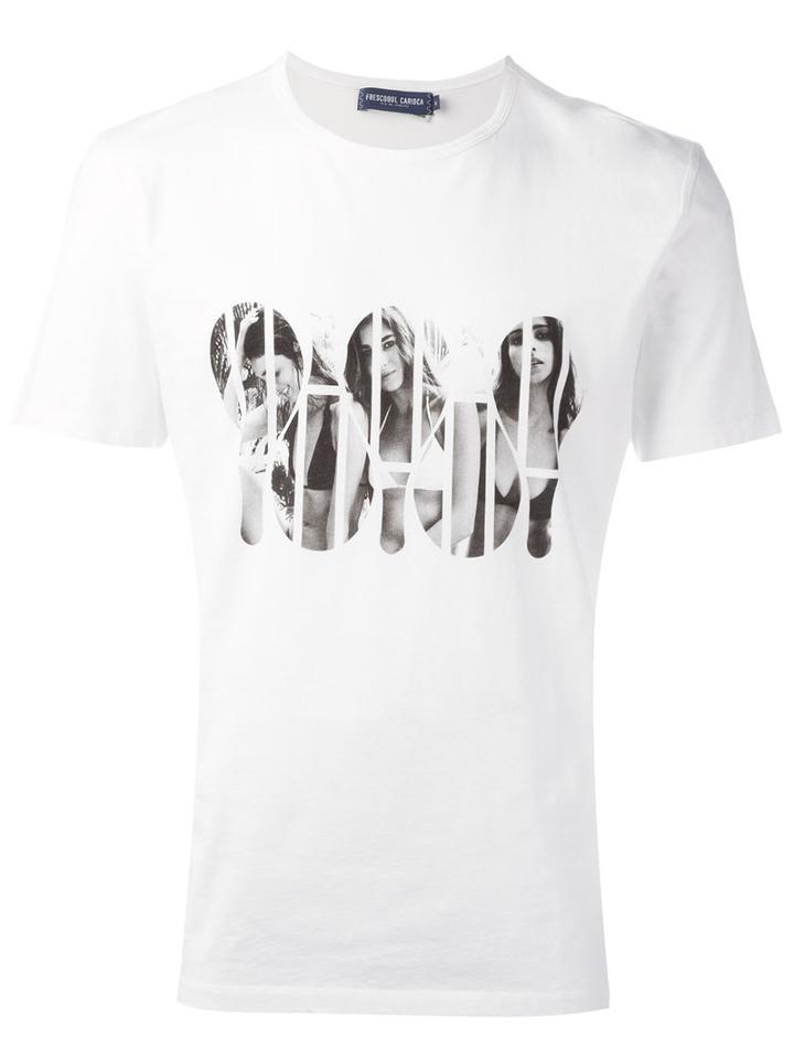 Frescobol Carioca Print T-shirt, Men's, Size: Xxl, White, Cotton