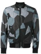 Diesel Geometric Print Bomber Jacket, Men's, Size: Medium, Grey, Polyester/cotton