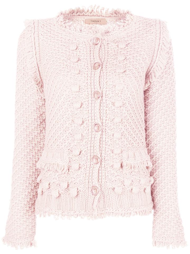 Twin-set Bouclé Cardigan - Pink & Purple