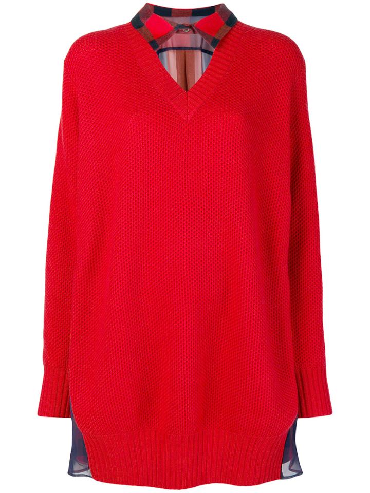 Sacai Collar-detail Sweater Dress - Yellow & Orange