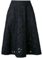 Aspesi - Embroidered Skirt - Women - Cotton/polyester - 44, Black, Cotton/polyester