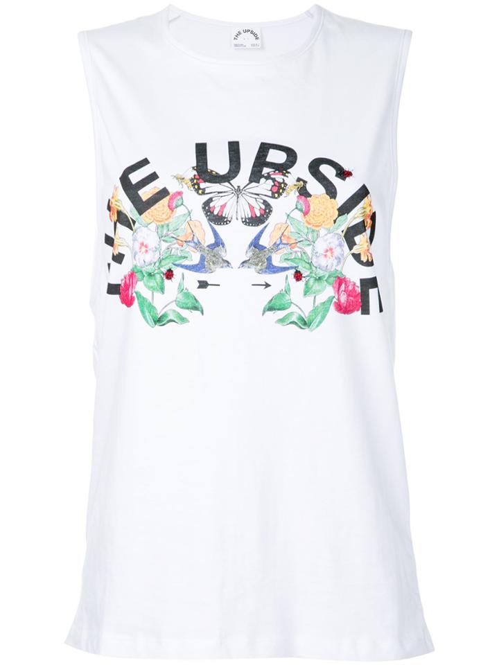 The Upside Flowers Print Tank - White