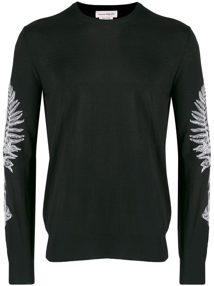 Alexander Mcqueen Frosted Fern Crew Neck Sweater - Black