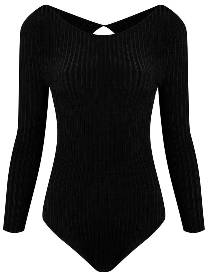 Andrea Bogosian Ribbed Bodysuit, Women's, Size: P, Black, Polyamide/viscose