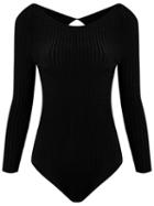 Andrea Bogosian Ribbed Bodysuit, Women's, Size: P, Black, Polyamide/viscose