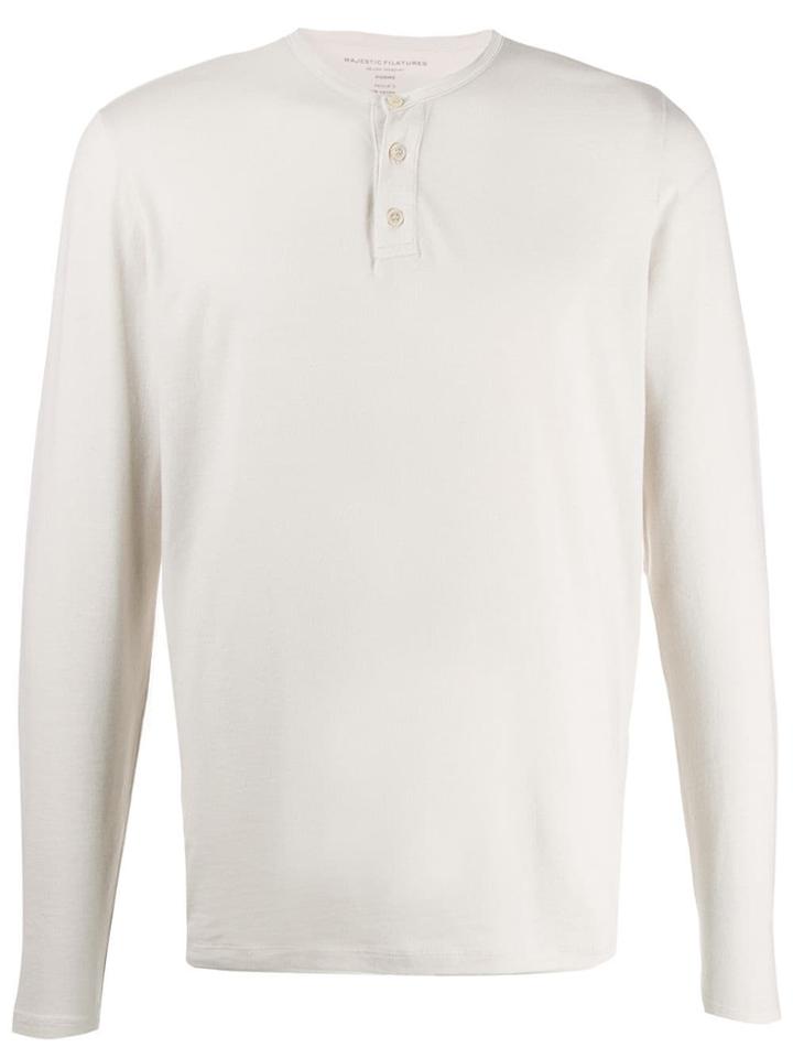 Majestic Filatures Button Down Collar Sweatshirt - Neutrals