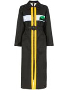 Miu Miu Contrast Zip Belted Maxi Coat - Black