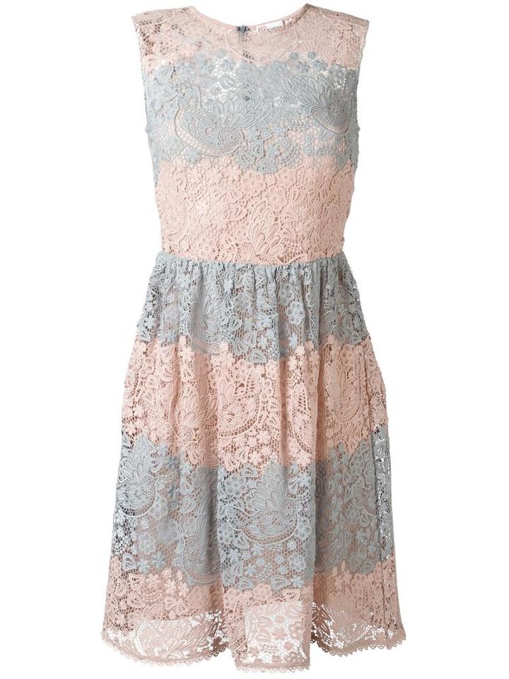 Red Valentino Floral Macramé Dress, Women's, Size: 44, Pink/purple, Cotton/silk