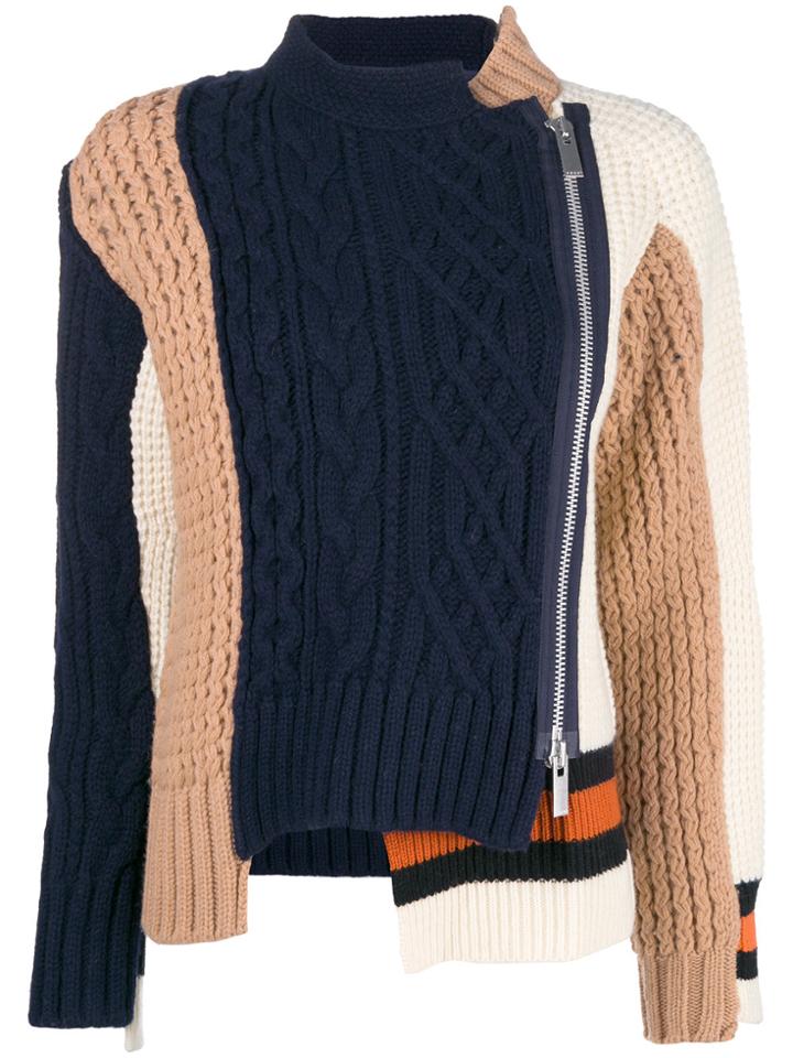 Sacai Asymmetric Knit Jumper - Blue