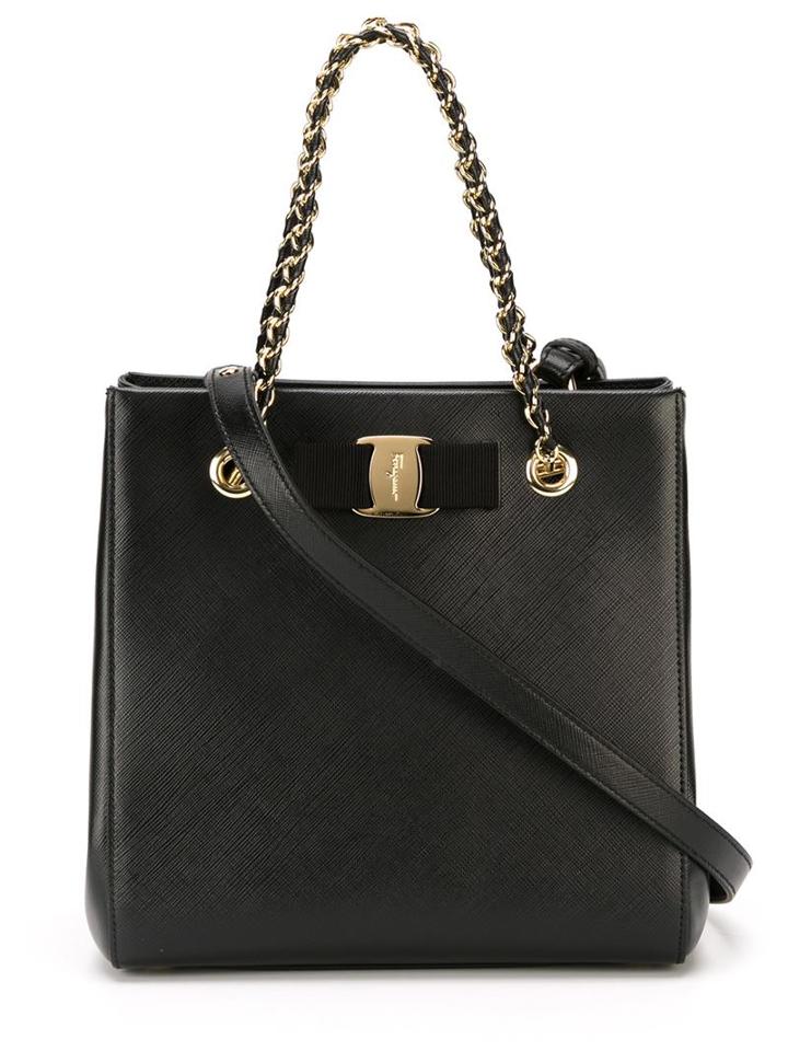 Salvatore Ferragamo Vany Tote, Women's, Black, Calf Leather