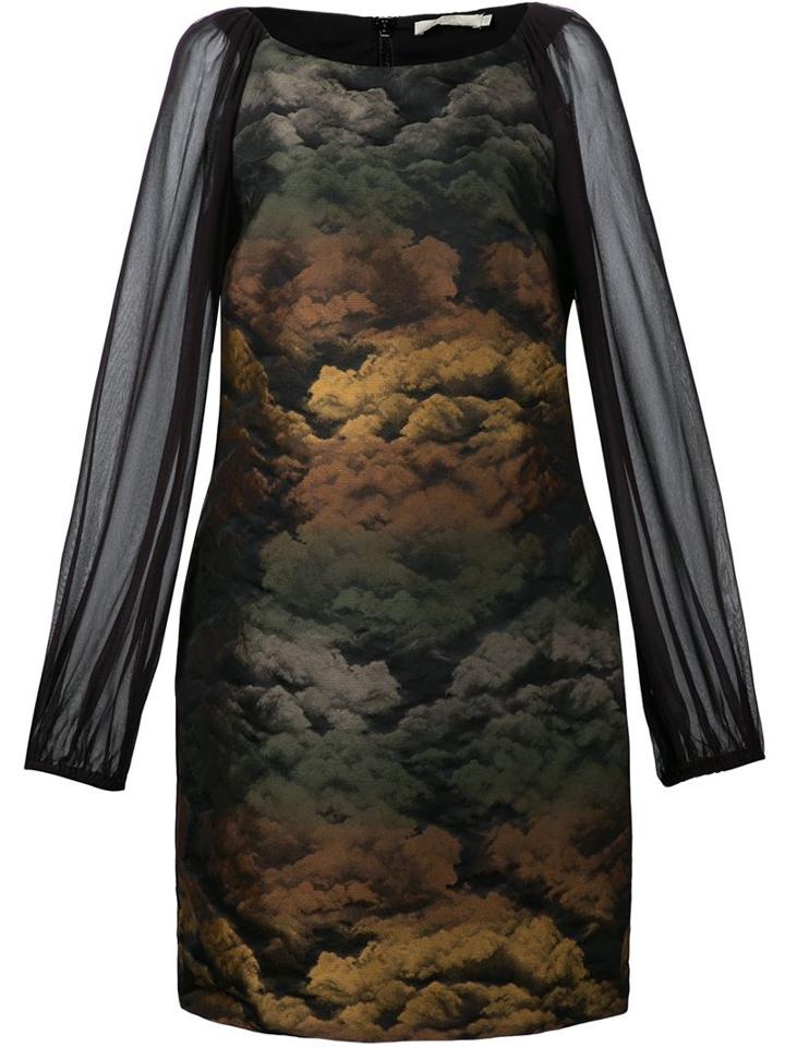 Amen Sheer Sleeve Dress, Women's, Size: 46, Black, Cotton/acrylic/elastodiene/polyimide