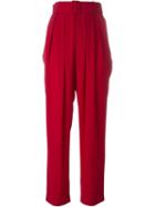 Antonio Marras Belted High Waist Trousers, Women's, Size: 44, Red, Polyester/spandex/elastane