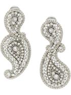 Oscar De La Renta Crystal Embellished Pendant Clip-on Earrings -