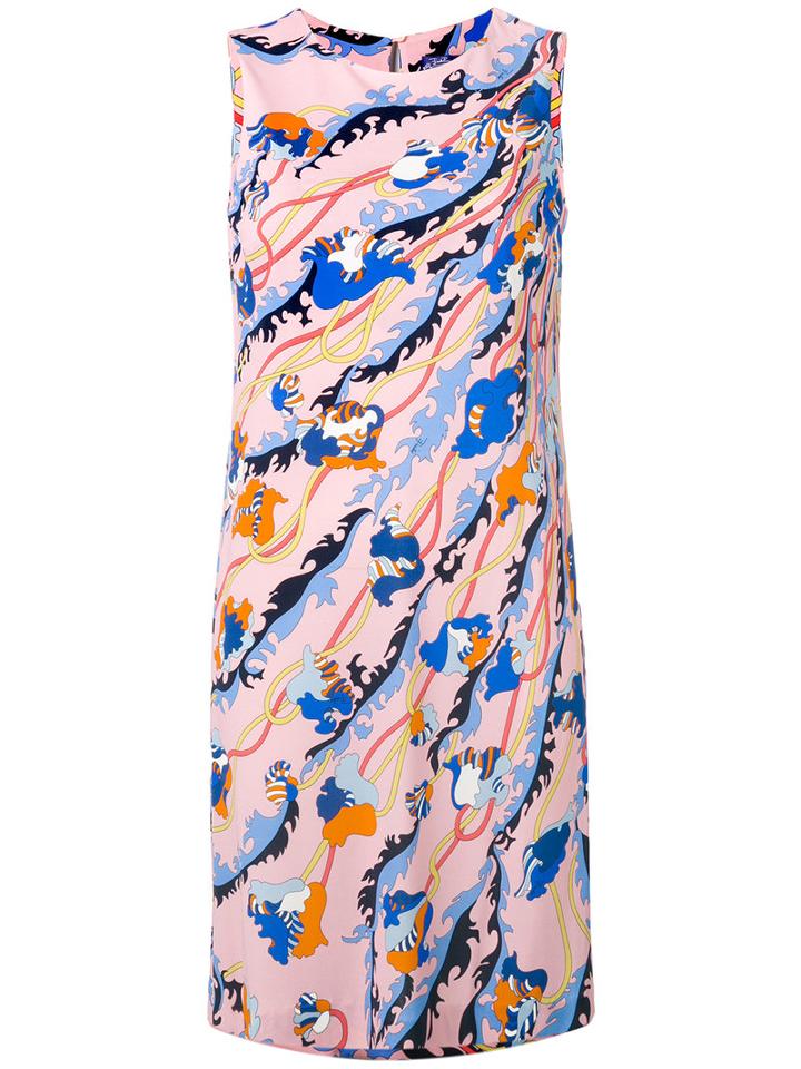 Emilio Pucci Floral Print Shift Dress, Women's, Size: 44, Viscose/silk
