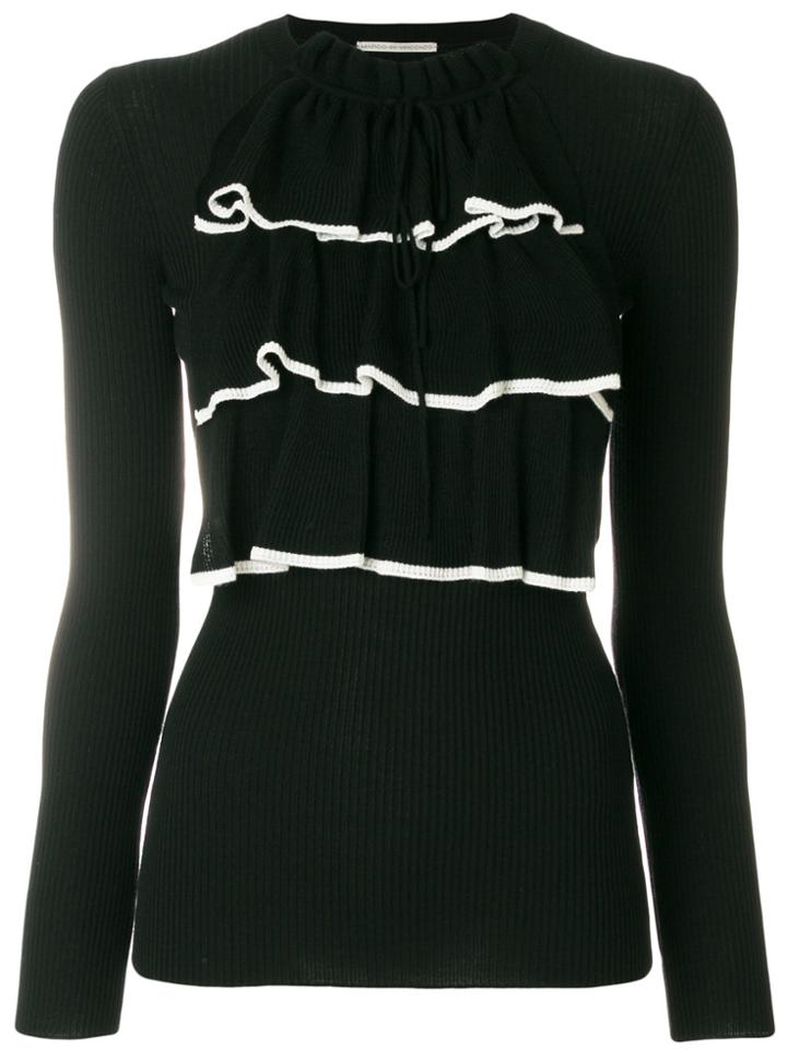 Marco De Vincenzo Jumper With Ruffle Bib - Black