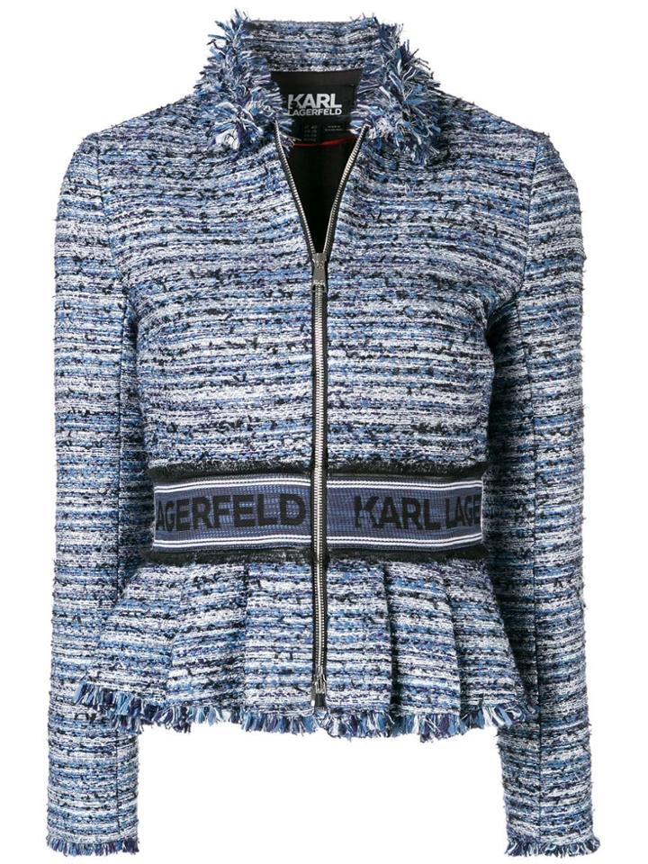 Karl Lagerfeld Sparkle Bouclé Peplum Jacket - Blue