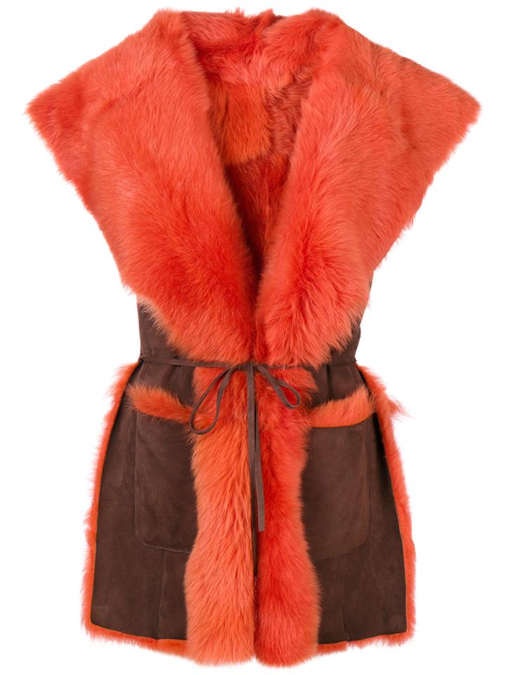 Alberta Ferretti Sleeveless Oversized Collar Jacket - Yellow & Orange