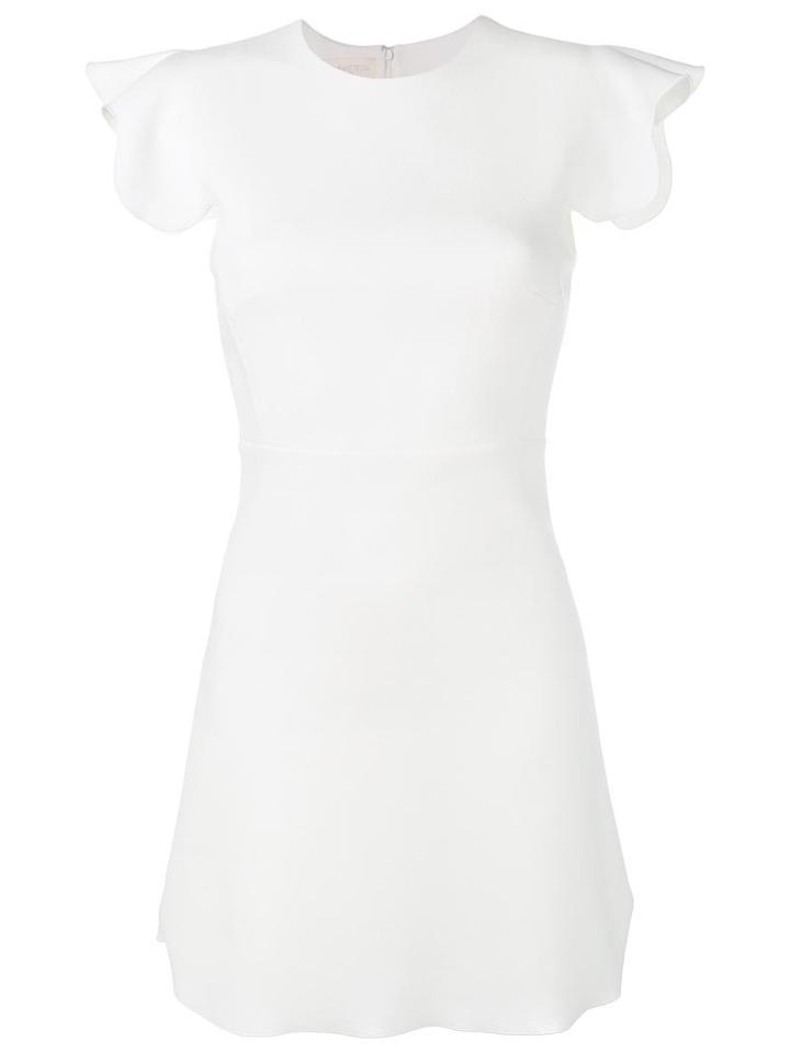 Giambattista Valli Scalloped Sleeve Dress, Women's, Size: 38, White, Cotton/viscose/polyamide/silk