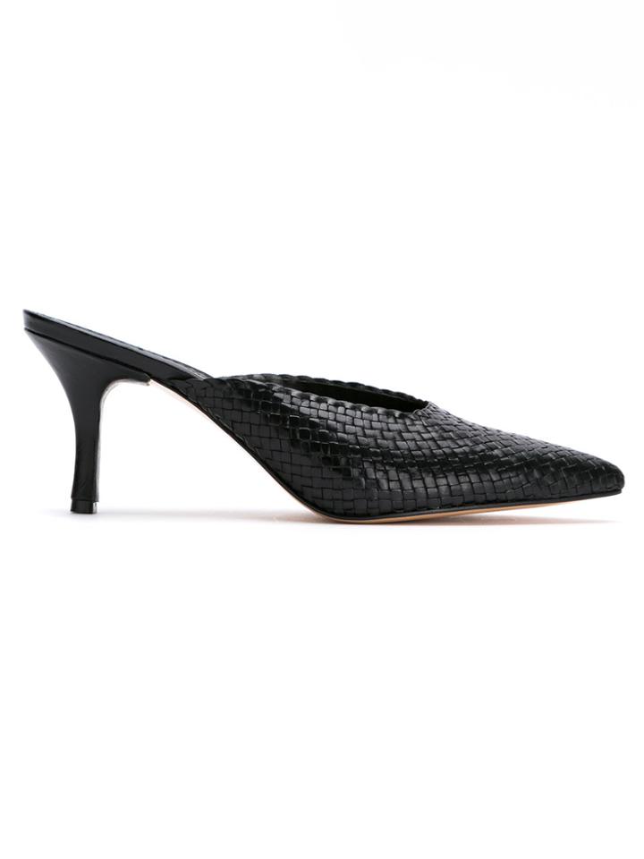 Sarah Chofakian Leather Mules - Black