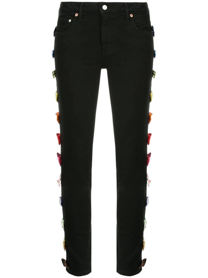 Tu Es Mon Trésor Bow-embellished Skinny Jeans - Black