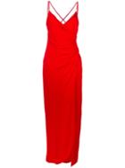 Versace Crisscross Strap Evening Dress, Women's, Size: 42, Red, Silk/acetate/metal (other)