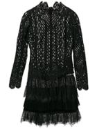 Ermanno Scervino Lace Dress With Fringe - Black