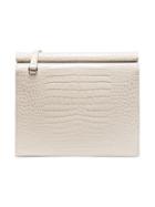 Gu De Ivory Edie Croc Print Structured Leather Cross Body Bag - White