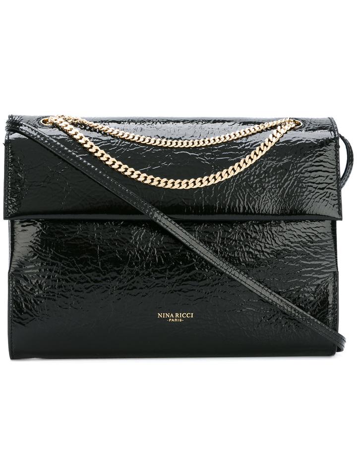 Nina Ricci Chain Detail Shoulder Bag, Women's, Black, Patent Leather/suede