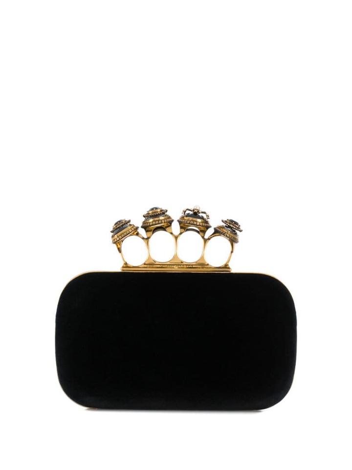 Alexander Mcqueen Spider Jewelled Four Ring Box Clutch - Black