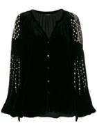 Wandering Pearl Chain Sleeve Blouse - Black