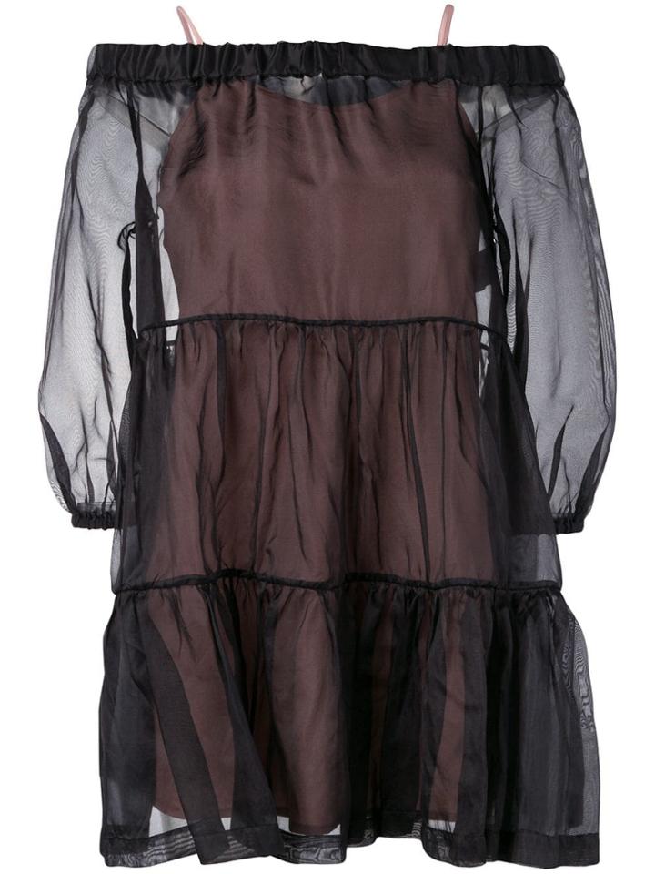 Semicouture Strapless Tiered Dress - Black
