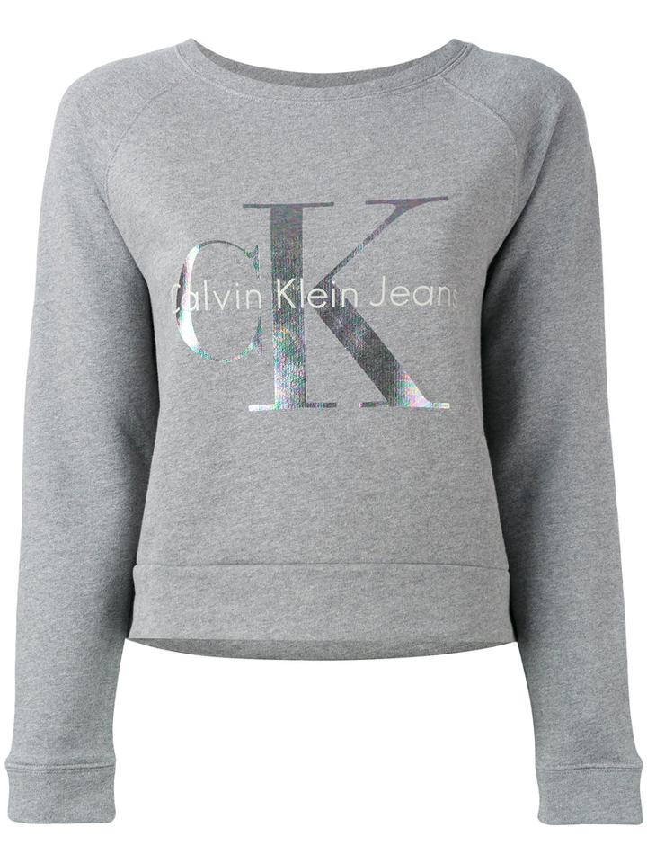 Calvin Klein Jeans - Logo Knitted Sweater - Women - Cotton - L, Grey, Cotton