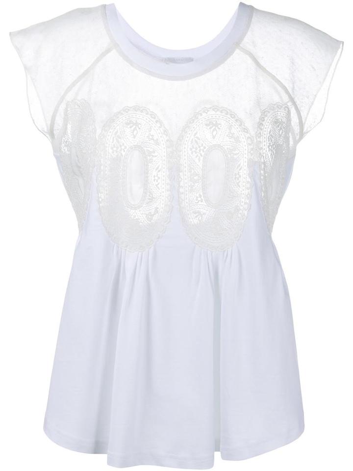 Chloé Crochet Detail Top, Women's, Size: Xs, White, Cotton/linen/flax/polyamide