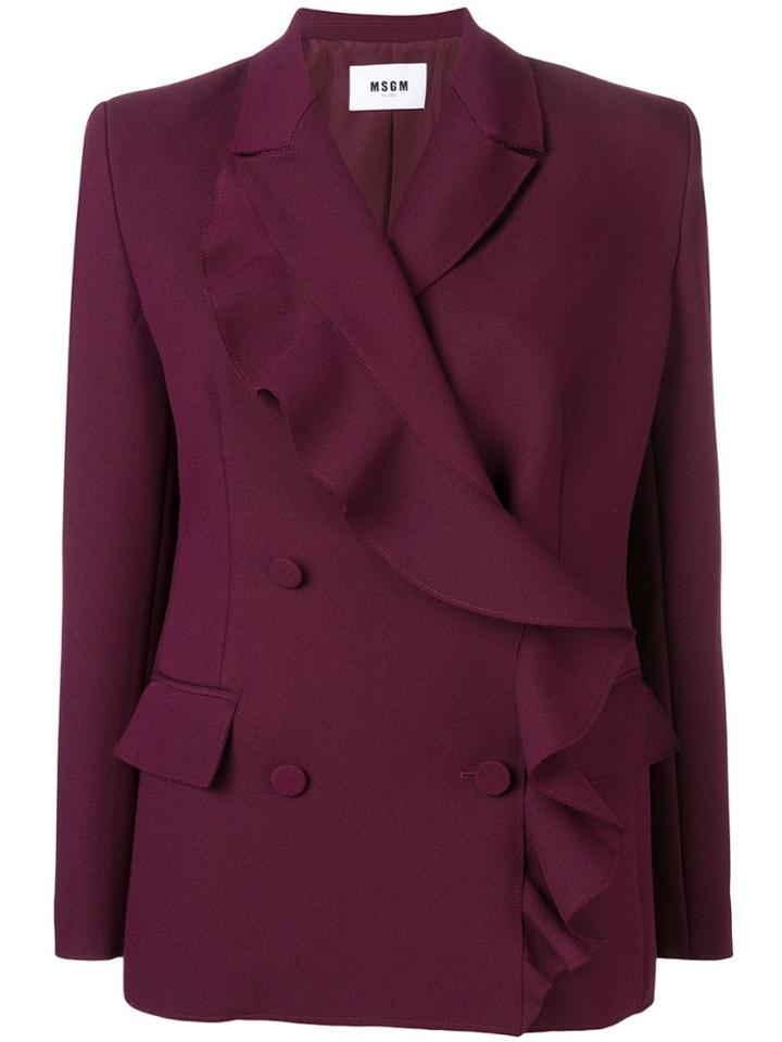Msgm Ruffle Wrap Coat - Purple