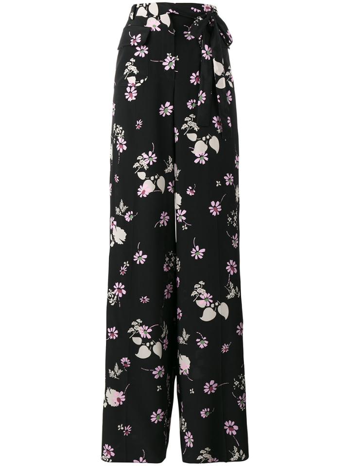 Valentino Wide Floral Trousers - Black