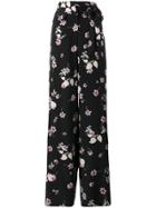 Valentino Wide Floral Trousers - Black