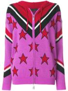 Frankie Morello Star Intarsia Hooded Cardigan - Pink & Purple