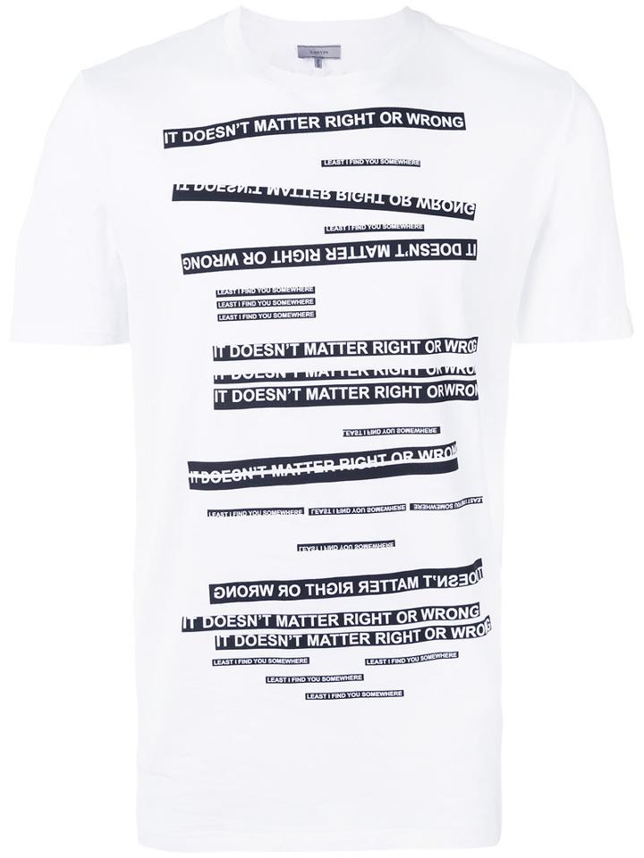 Lanvin - Text Print T-shirt - Men - Silk/cotton - Xs, White, Silk/cotton